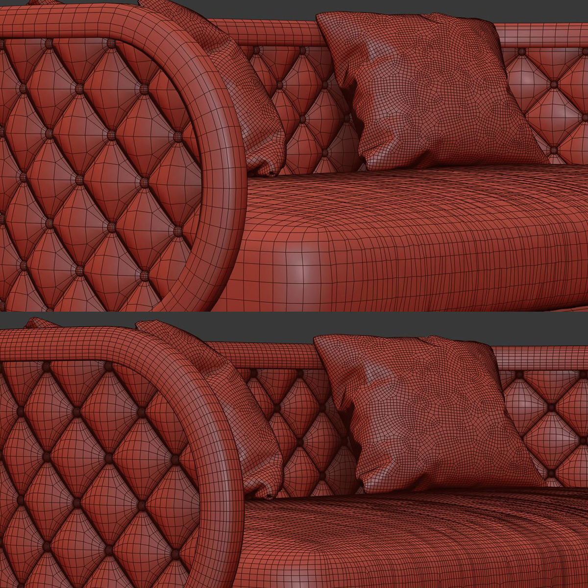 Victoria velour two-seater restaurant sofa VC16  3D model_5