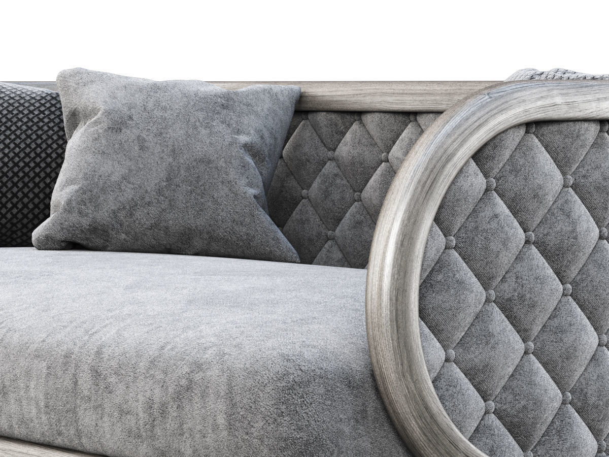 Victoria velour two-seater restaurant sofa VC16  3D model_2