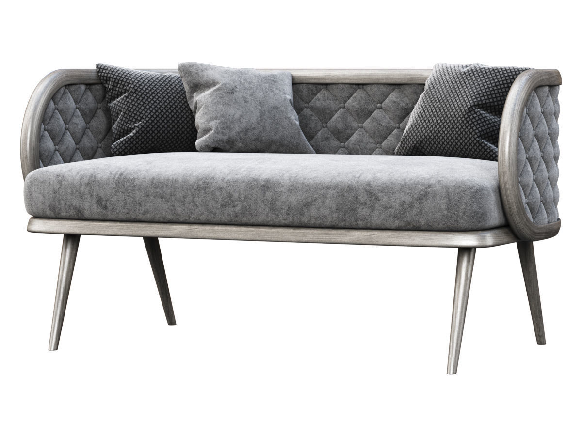 Victoria velour two-seater restaurant sofa VC16  3D model_1