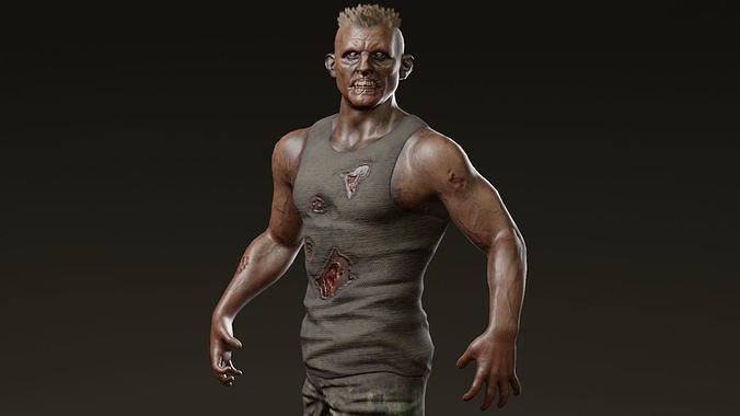 Zombie soldier Low-poly 3D model
