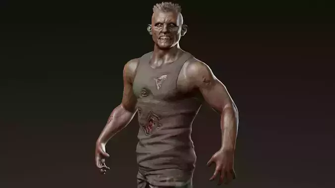 Zombie soldier Low-poly 3D model