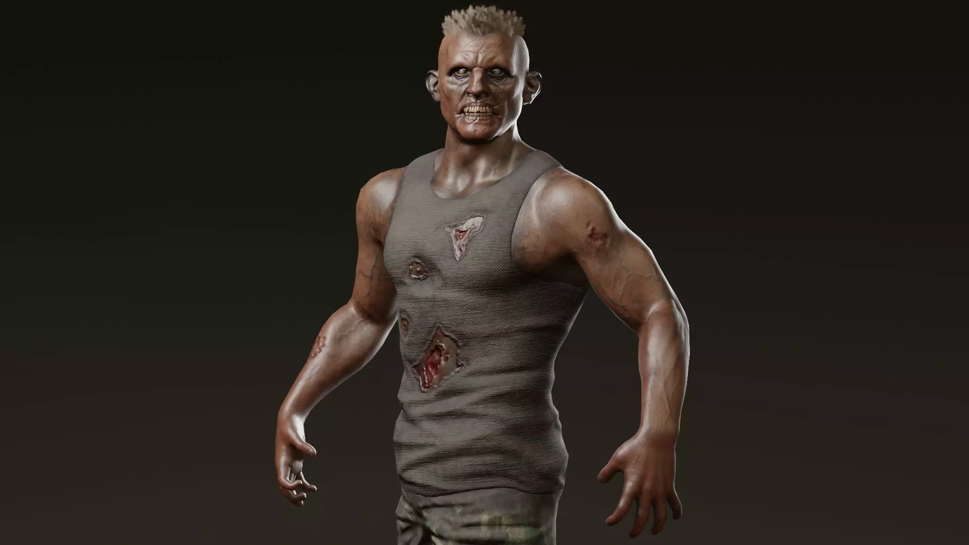 Zombie soldier Low-poly 3D model_0
