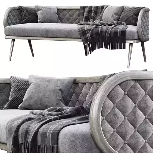Victoria velour three-seater restaurant sofa VC16  3D model