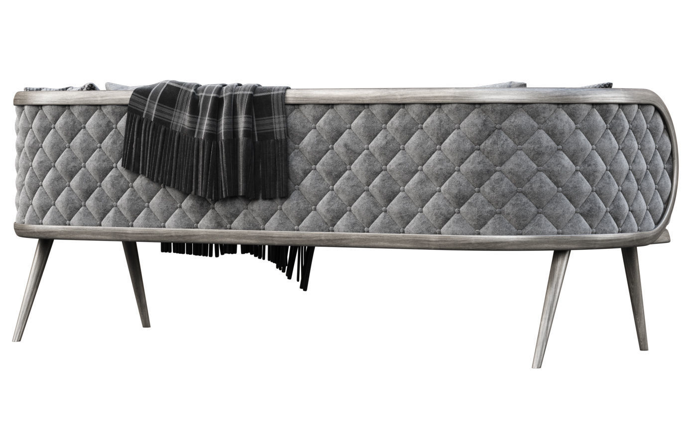Victoria velour three-seater restaurant sofa VC16  3D model_4
