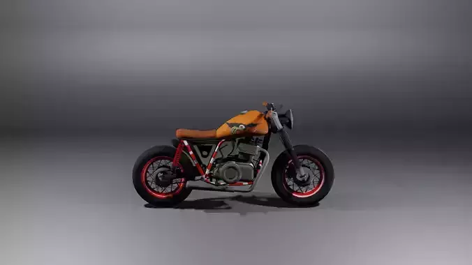 Bike Model Low Poly orange motorcycle