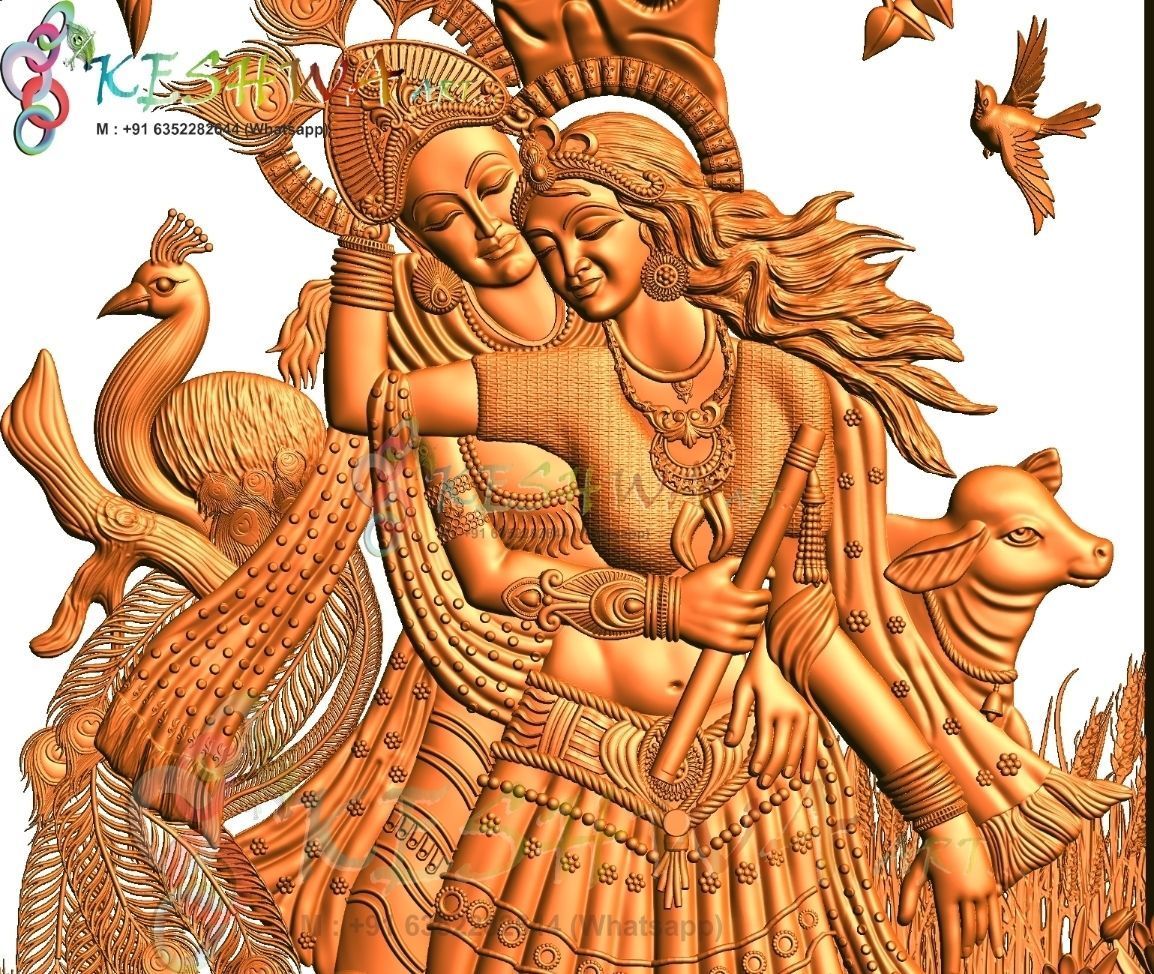 krishna 3d model and lakshmi wood carving 3D model_10