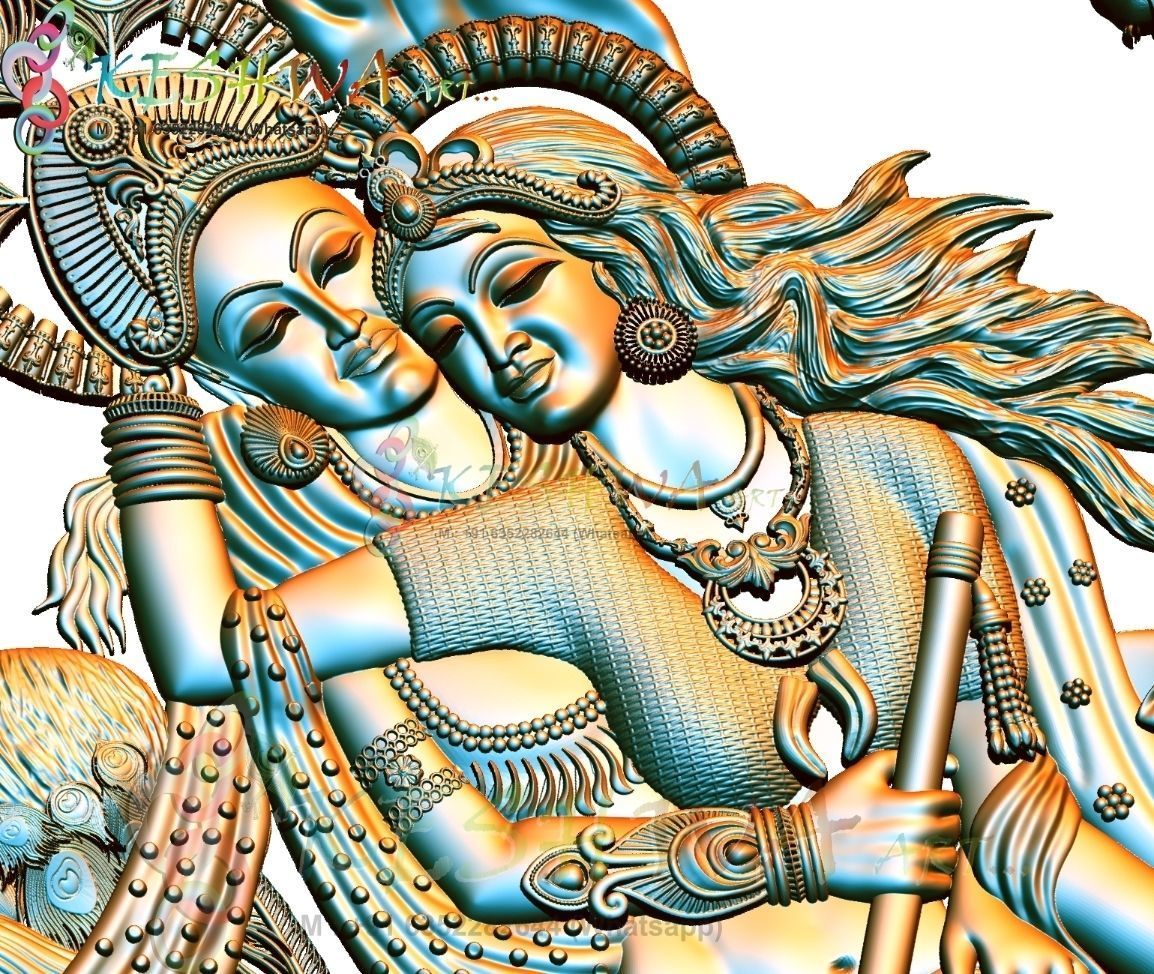 krishna 3d model and lakshmi wood carving 3D model_6