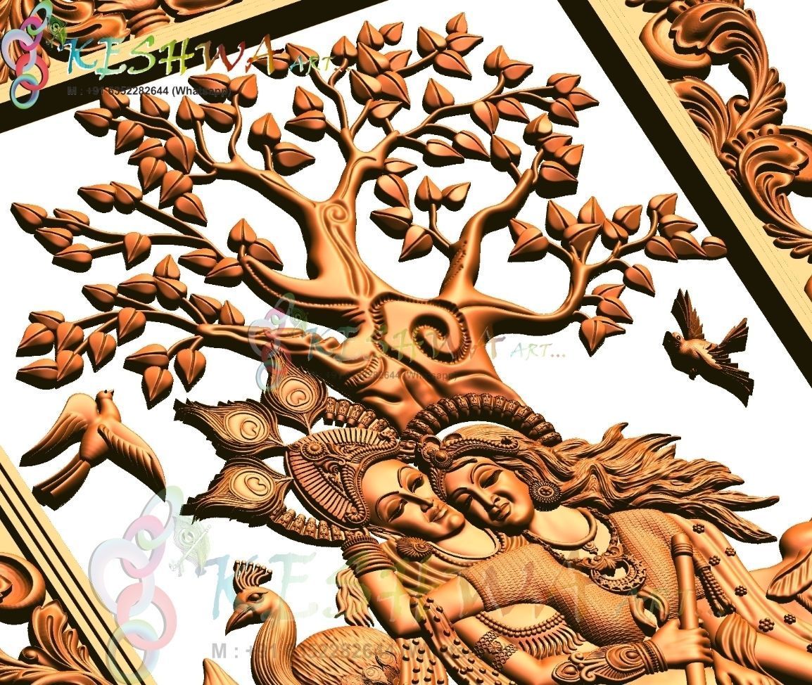 krishna 3d model and lakshmi wood carving 3D model_9