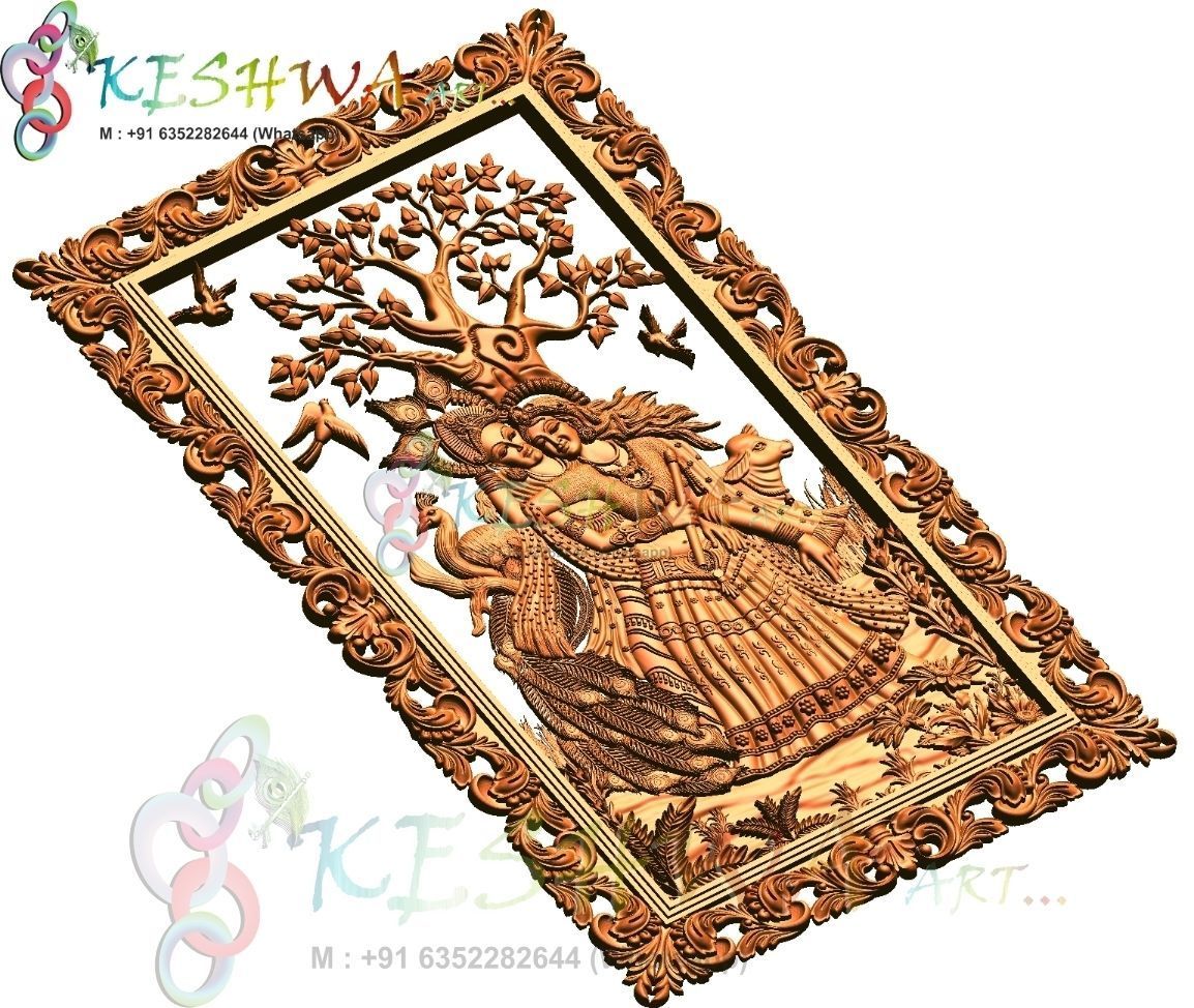 krishna 3d model and lakshmi wood carving 3D model_7