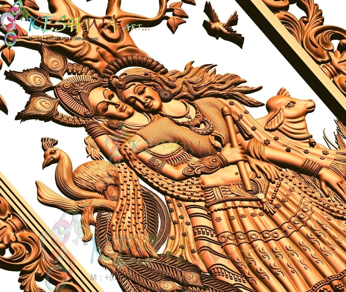 krishna 3d model and lakshmi wood carving 3D model_8