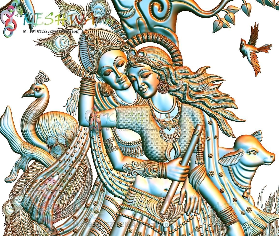 krishna 3d model and lakshmi wood carving 3D model_5