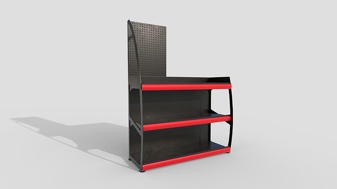 Supermarket shelf Low-poly 3D model