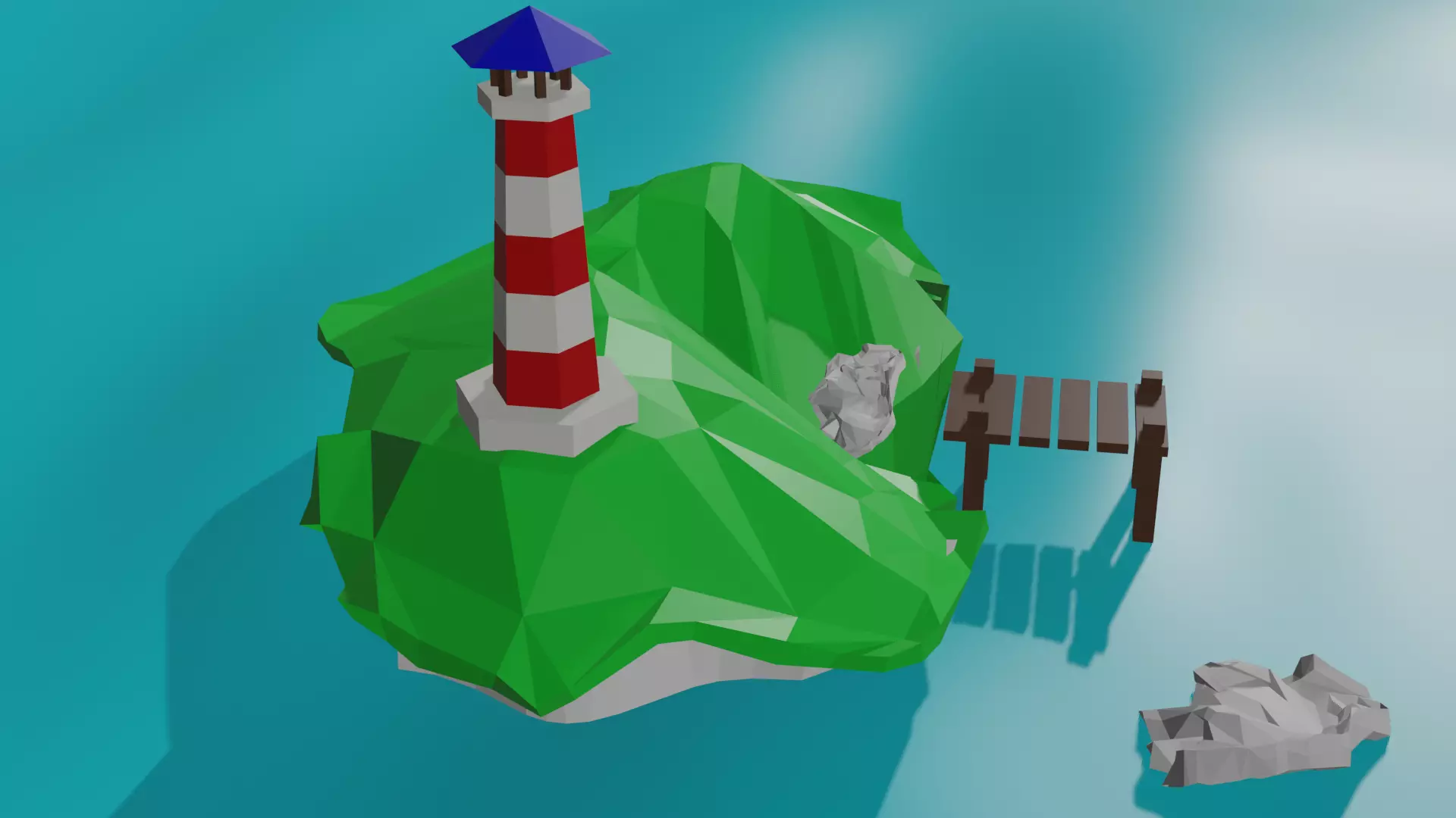 Island with a lighthouse Low-poly 3D model_0