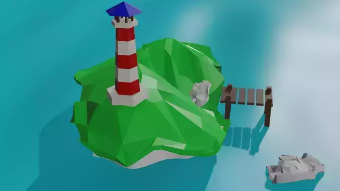 Island with a lighthouse