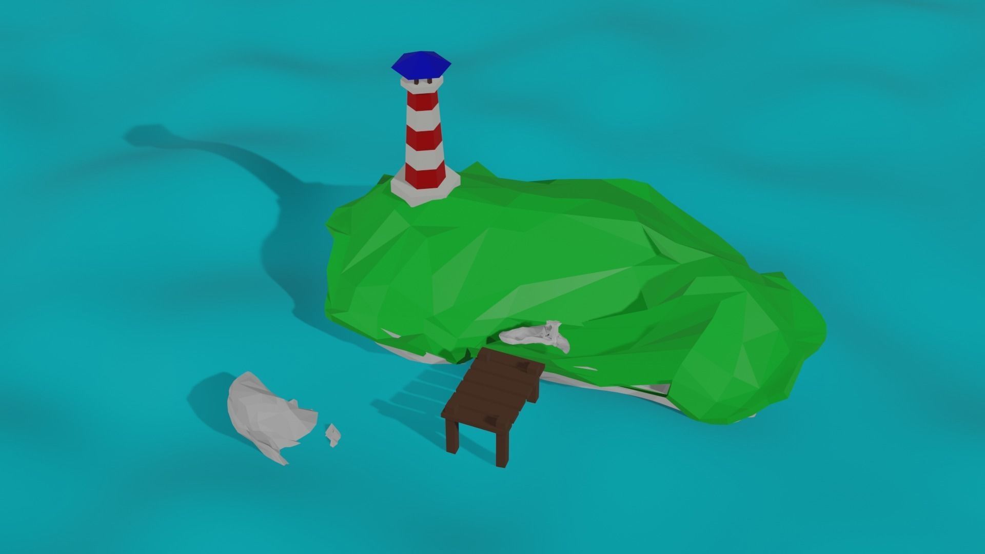 Island with a lighthouse Low-poly 3D model_2