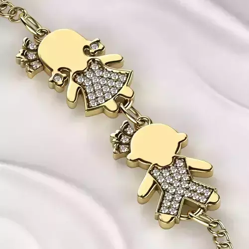 Girl and Boy Gold Bracelet 3D print model
