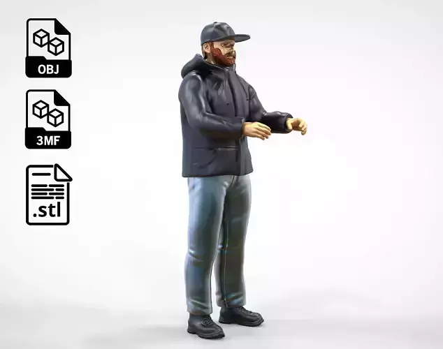 A Capitan holding Ship rudder 3D print model
