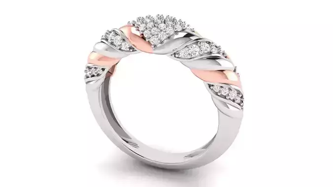 Twist Princess Cut Engagement Ring Matching Band For Gents 