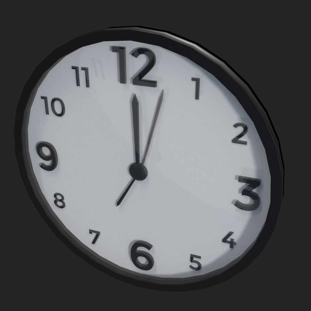 Wall Clock - Jam Dinding Low-poly 3D model_3
