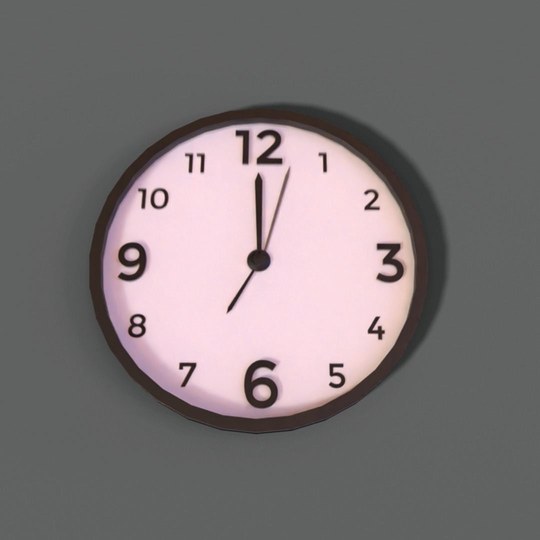Wall Clock - Jam Dinding Low-poly 3D model_1