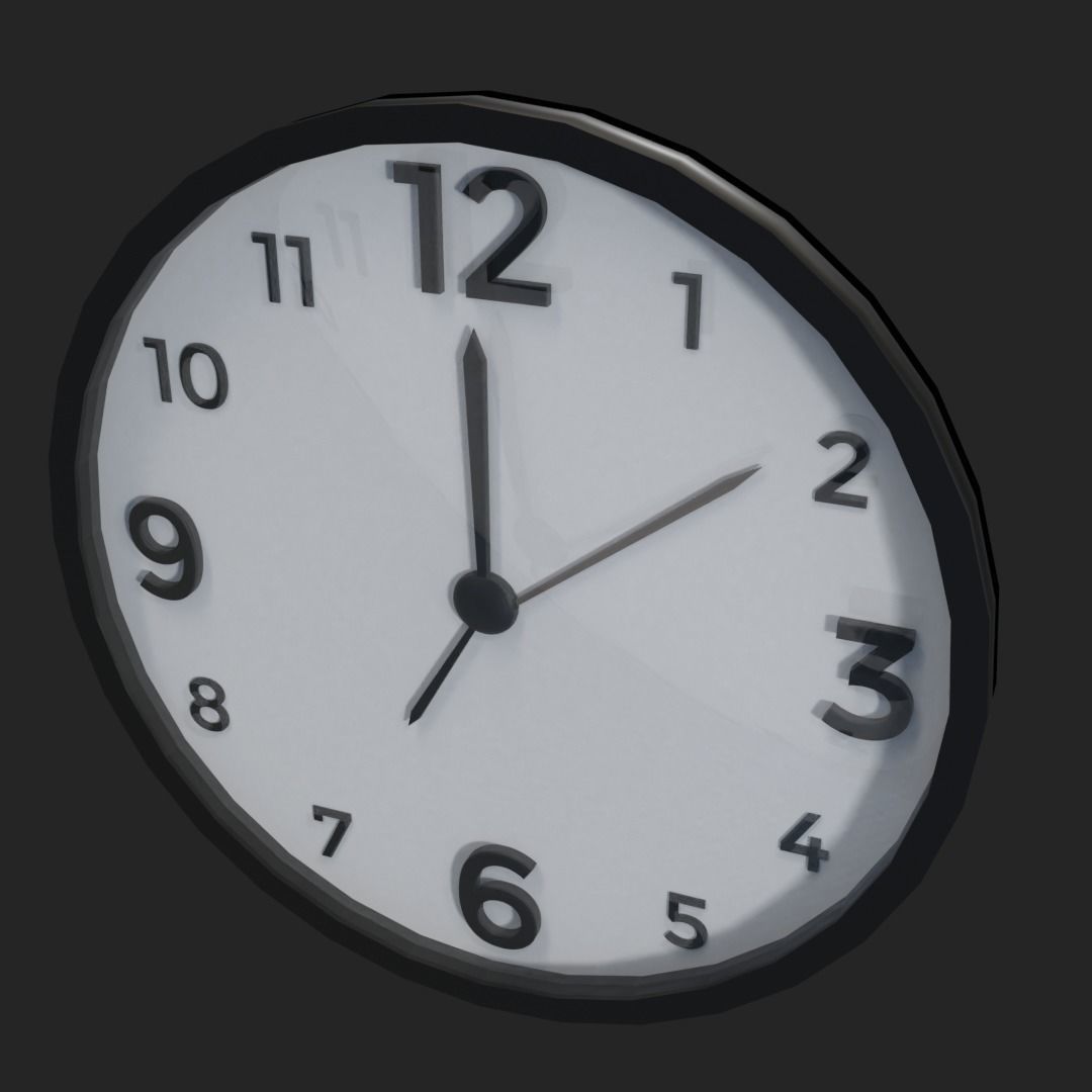 Wall Clock - Jam Dinding Low-poly 3D model_4