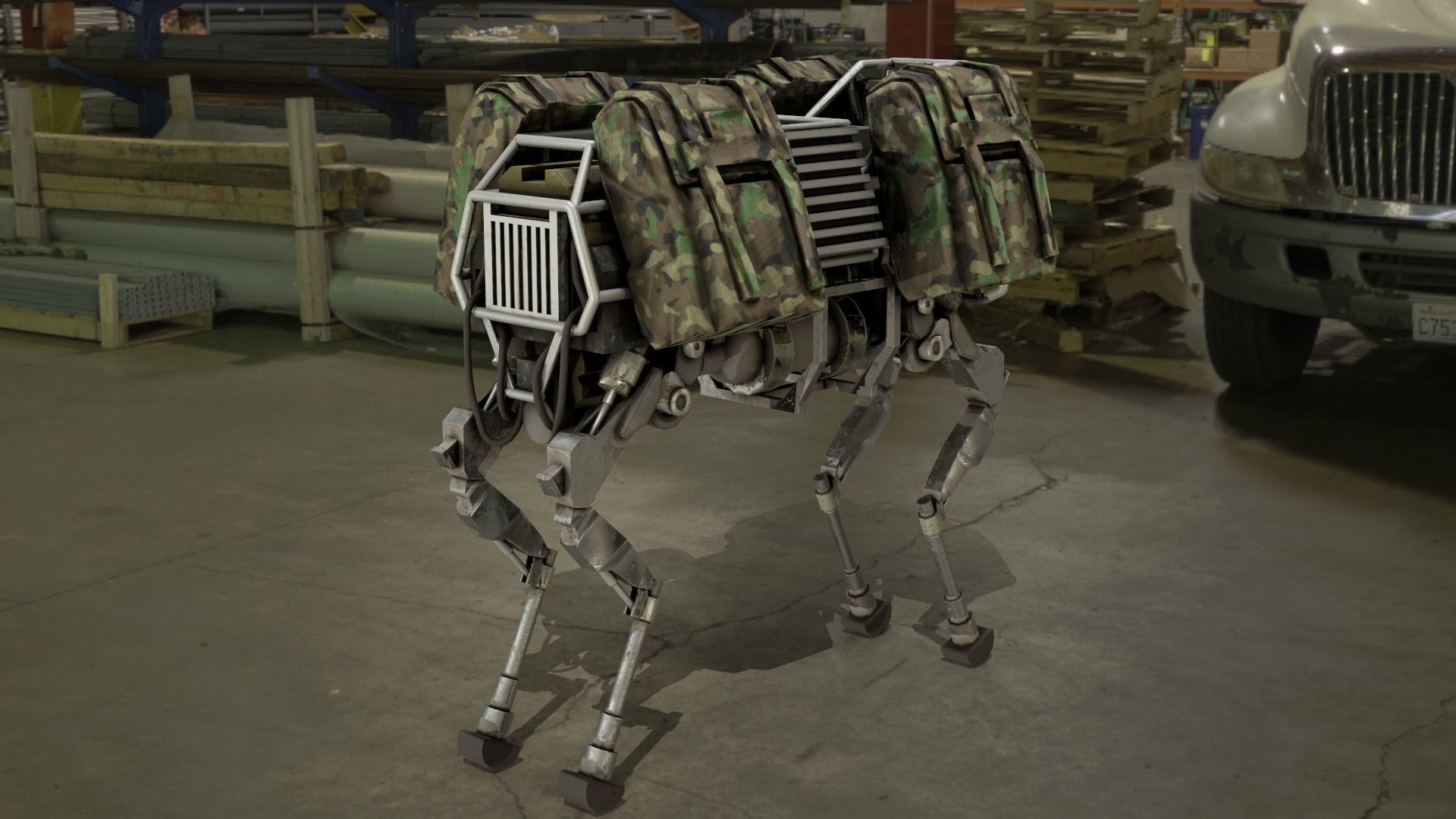 BigDog Robot Boston Dynamics Low-poly 3D model_1