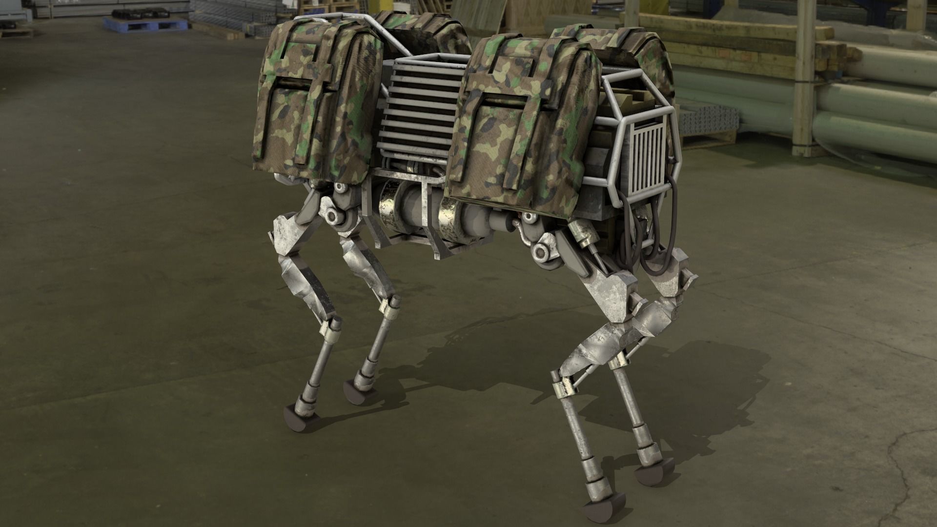 BigDog Robot Boston Dynamics Low-poly 3D model_4