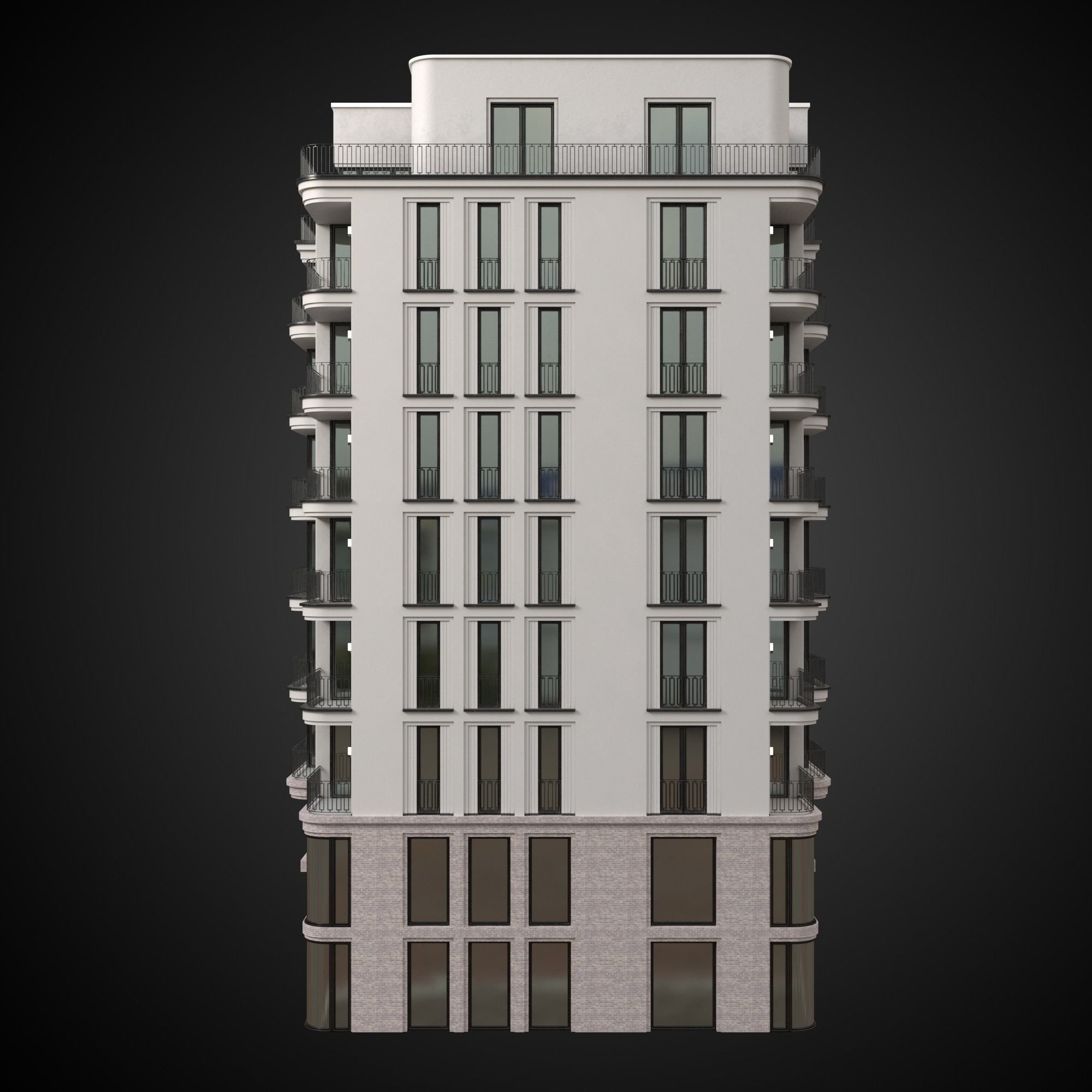 Modern Building Low-poly 3D model_3