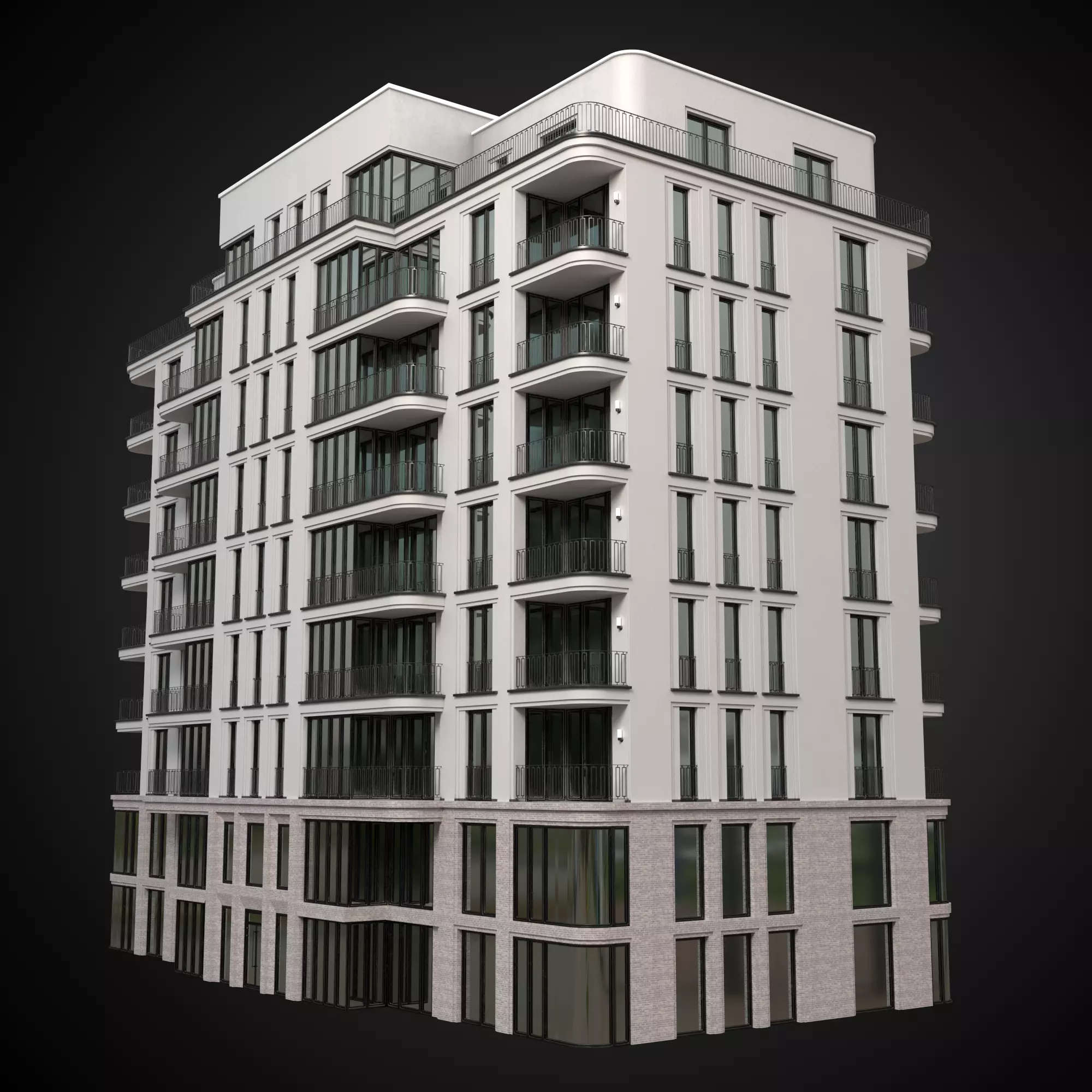 Modern Building Low-poly 3D model_0