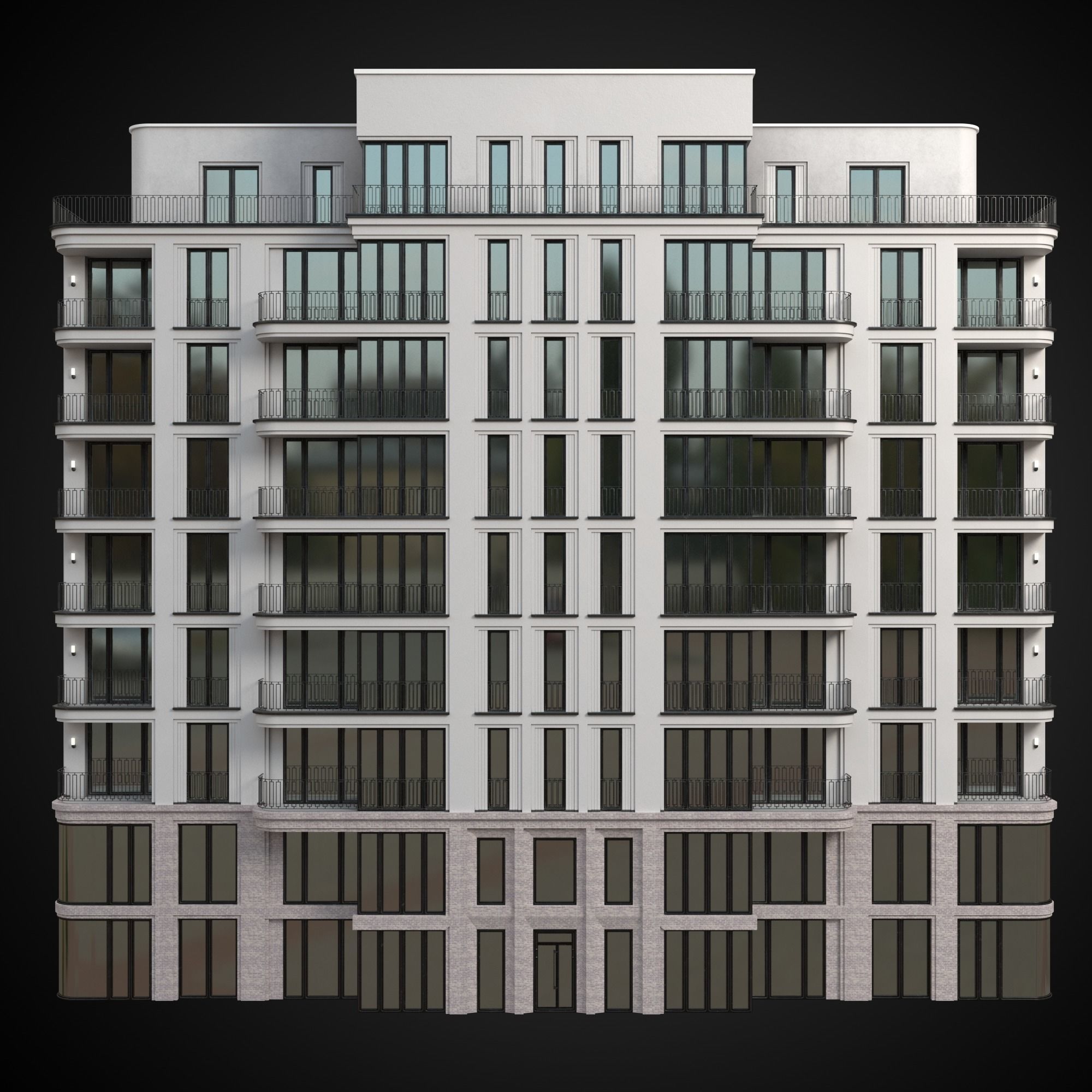 Modern Building Low-poly 3D model_2