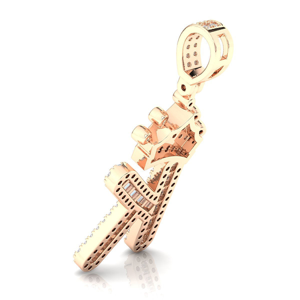 Crown Initial  K  Letter Pendant 3D print model_8