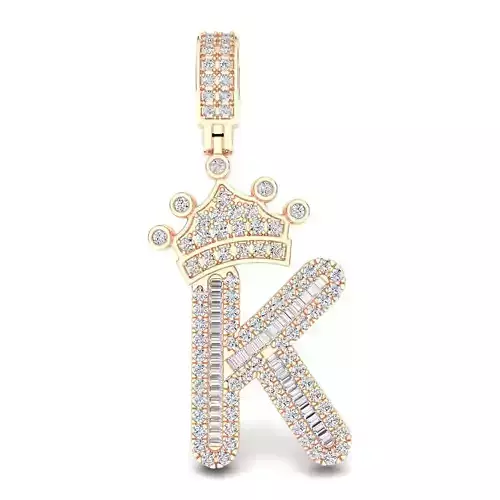 Crown Initial  K  Letter Pendant 3D print model