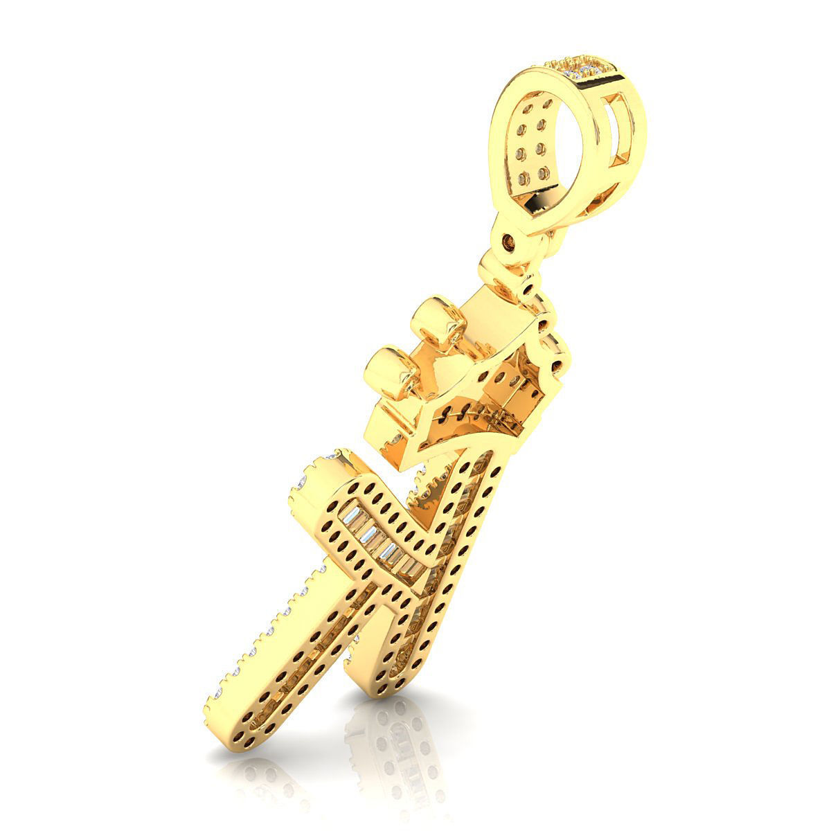 Crown Initial  K  Letter Pendant 3D print model_9