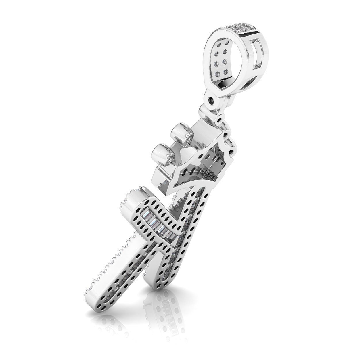 Crown Initial  K  Letter Pendant 3D print model_7