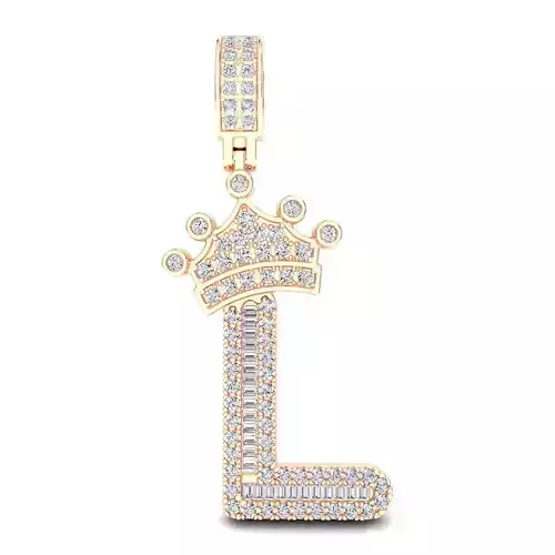 Crown Initial  l  Letter Pendant 3D print model