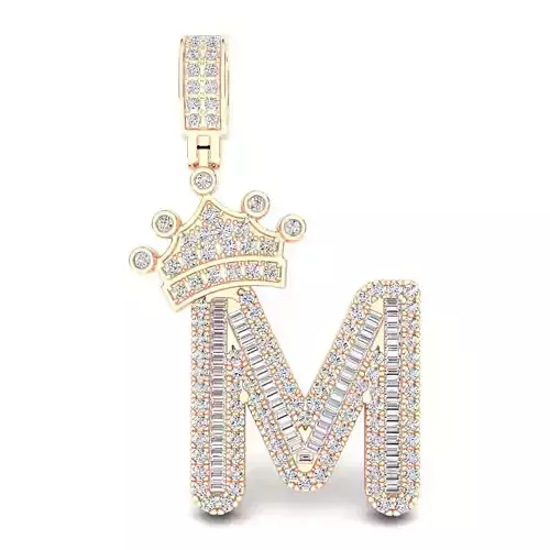 Crown Initial  M  Letter Pendant 3D print model