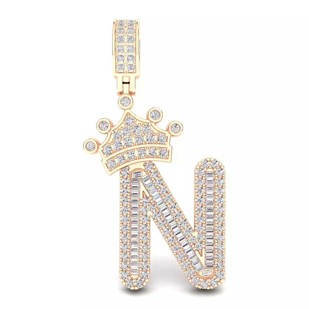 Crown Initial N Letter Pendant 3D print model