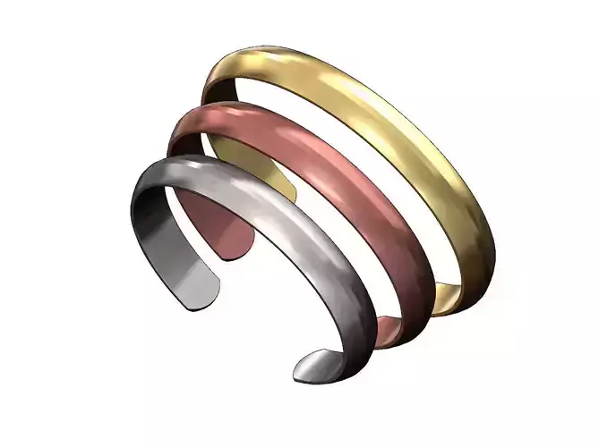 Simple wide chamfred sides cuff bracelets