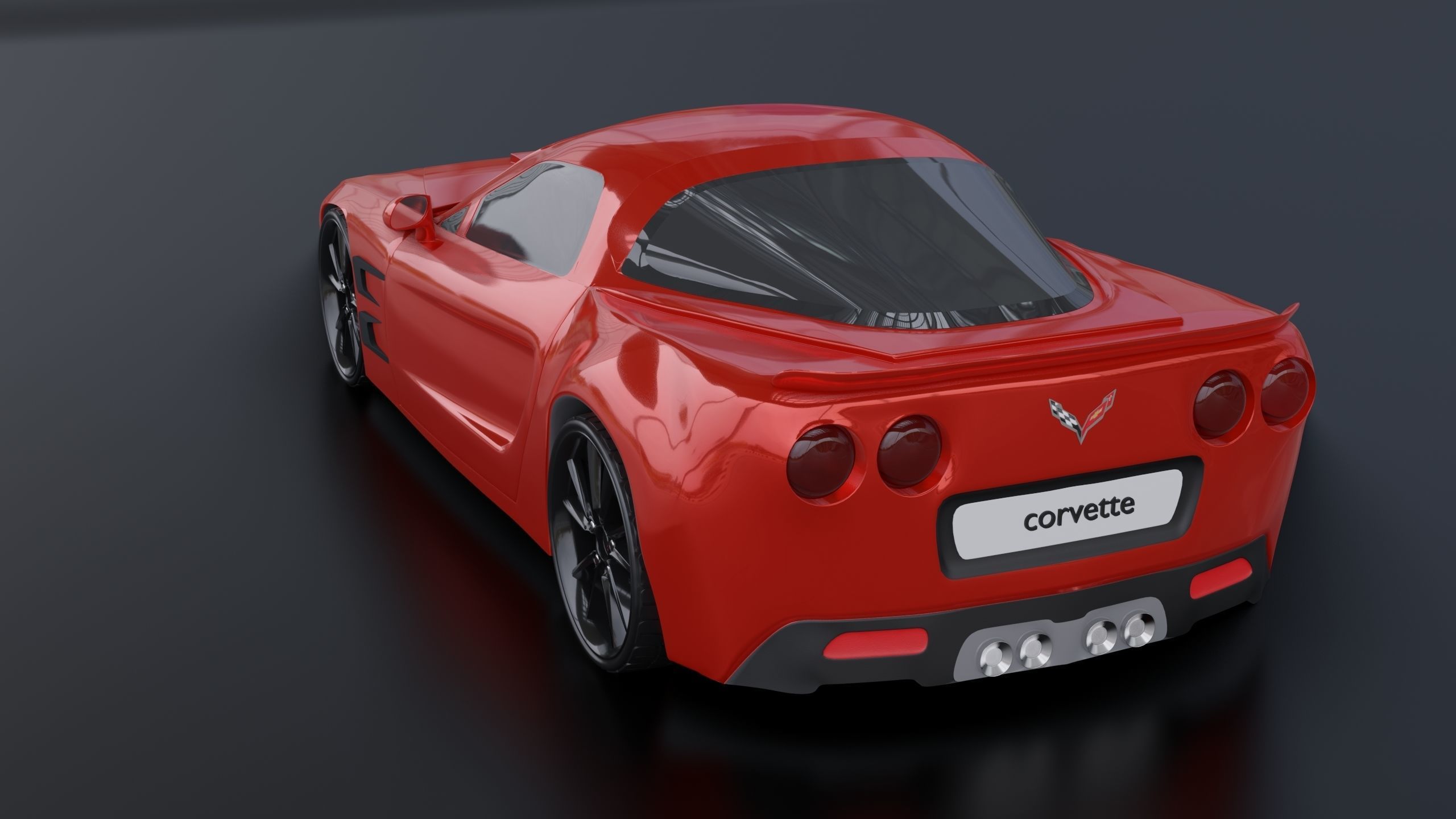 Corvette car 3d model Low-poly 3D model_7