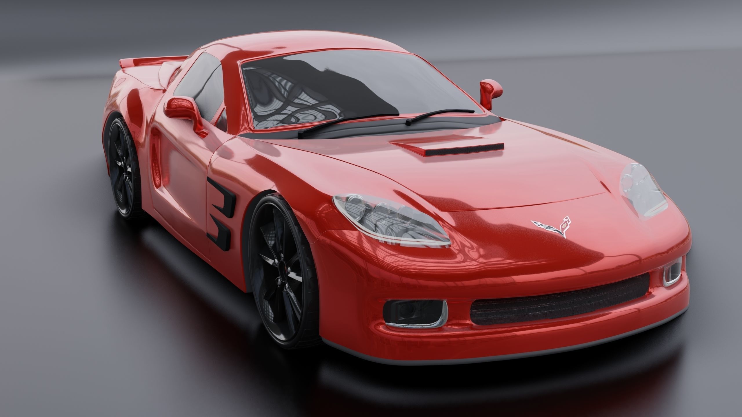 Corvette car 3d model Low-poly 3D model_8
