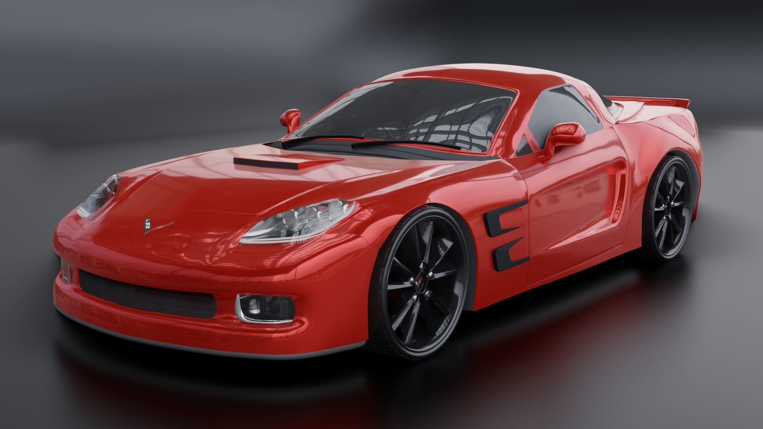 Corvette car 3d model Low-poly 3D model_12