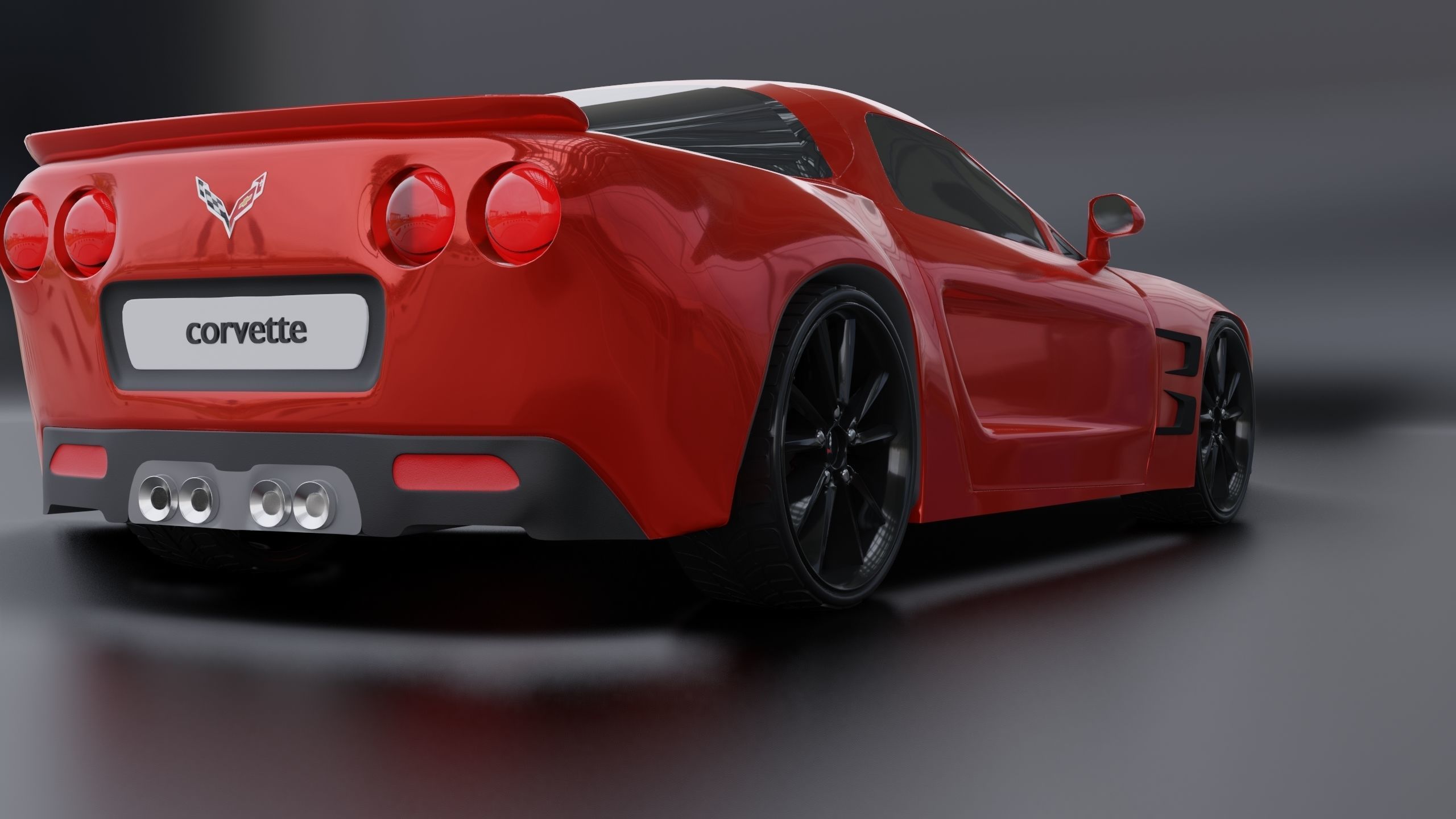Corvette car 3d model Low-poly 3D model_4