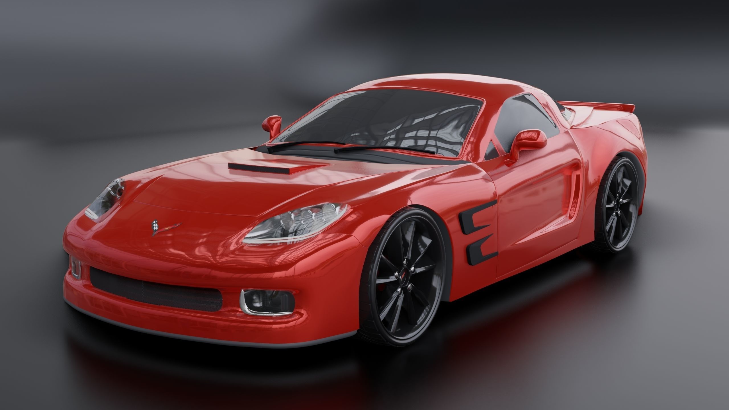 Corvette car 3d model Low-poly 3D model_13