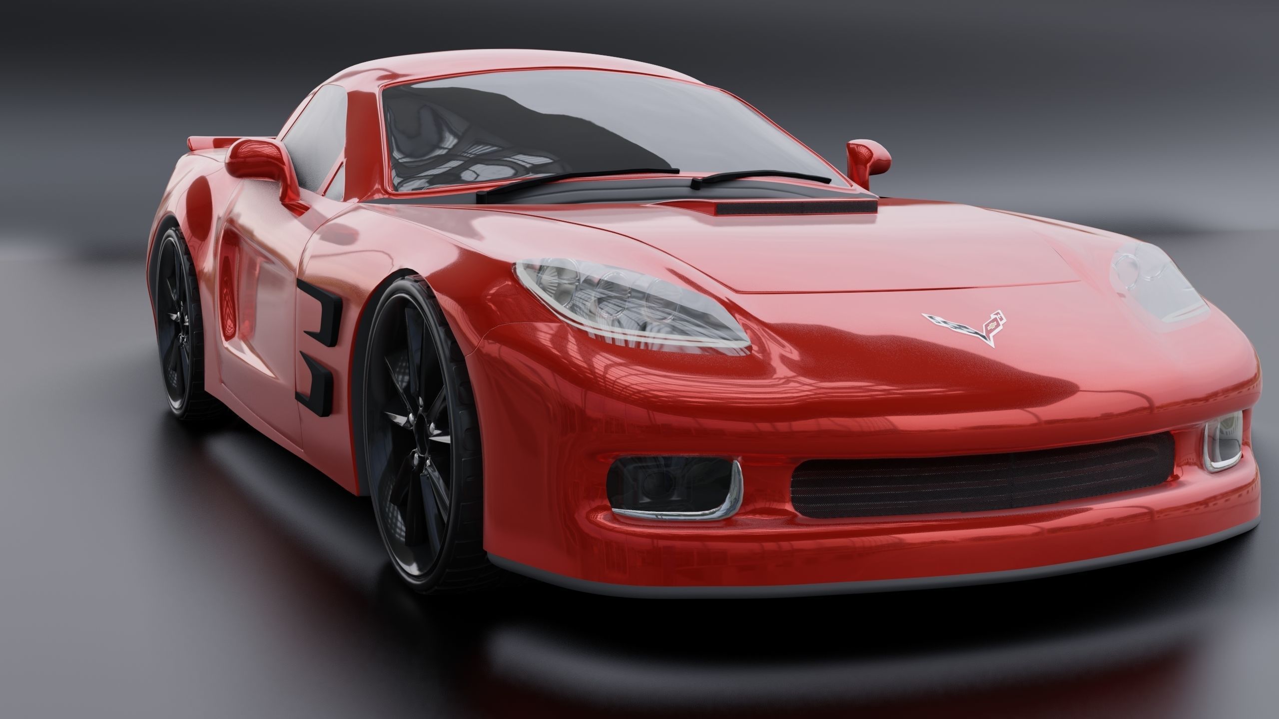 Corvette car 3d model Low-poly 3D model_10