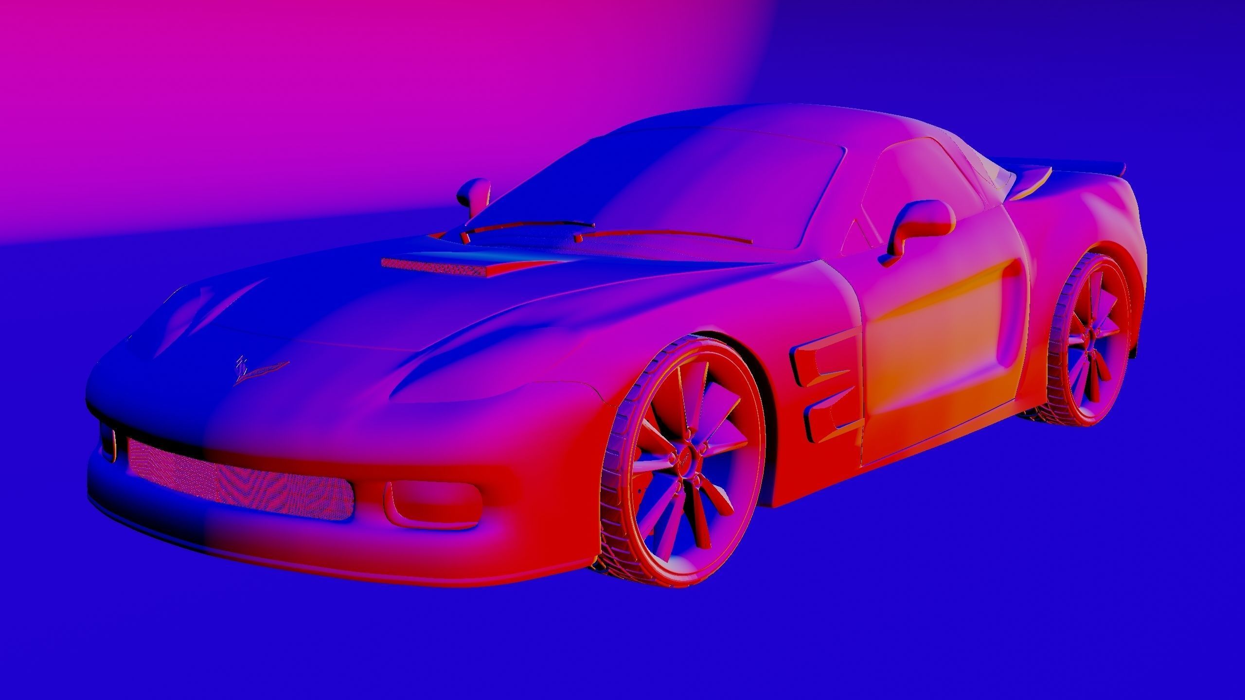 Corvette car 3d model Low-poly 3D model_11
