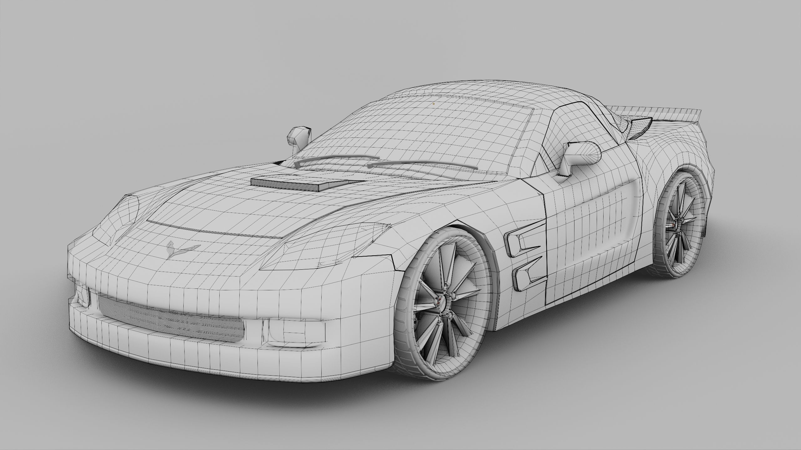 Corvette car 3d model Low-poly 3D model_15