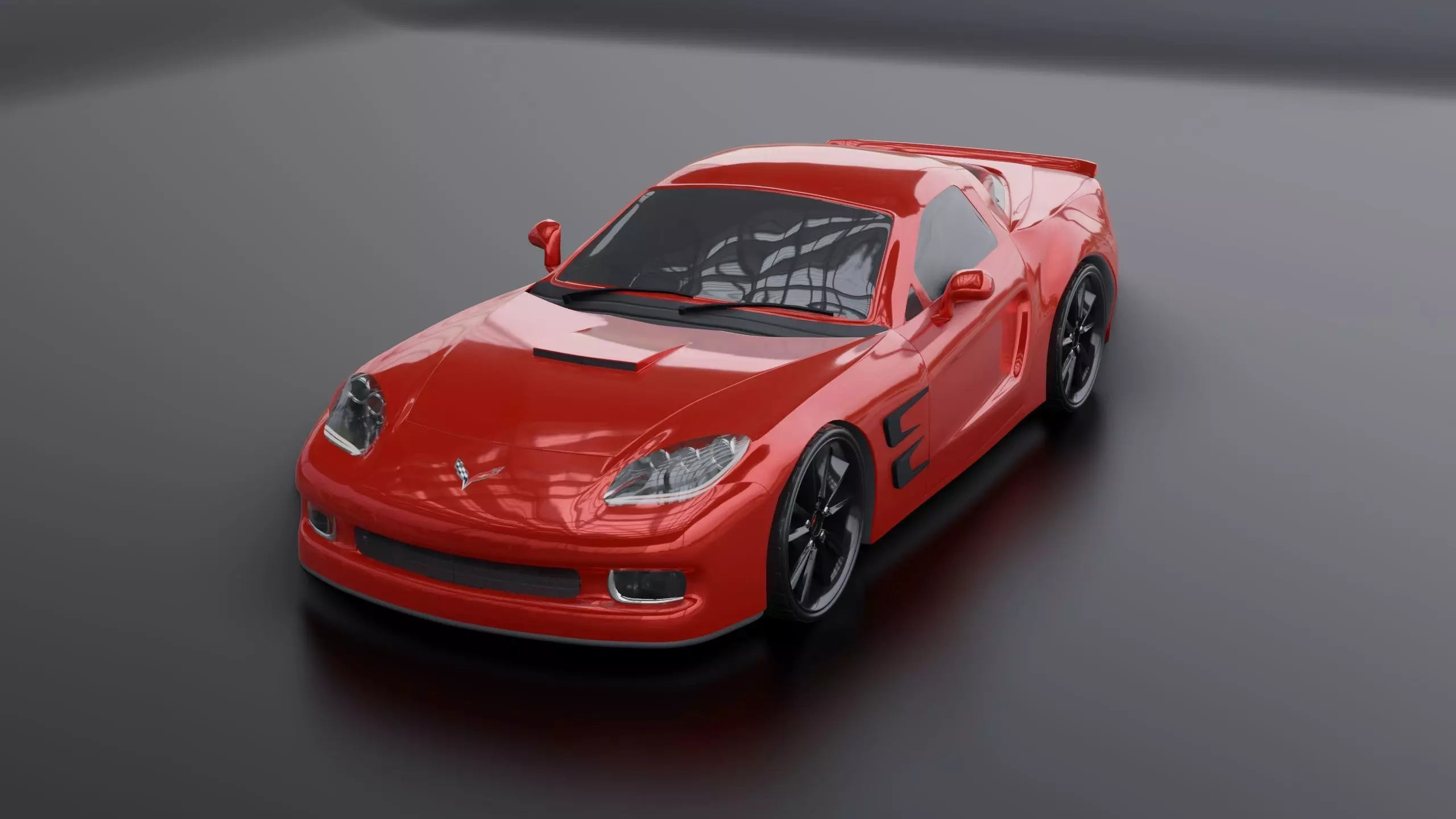 Corvette car 3d model Low-poly 3D model_0