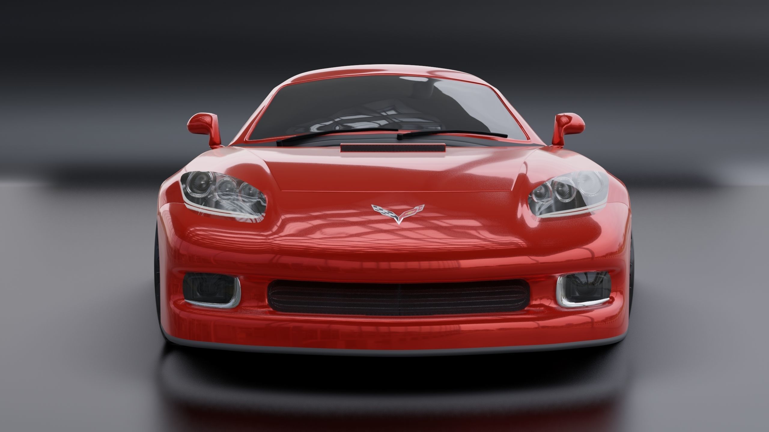 Corvette car 3d model Low-poly 3D model_2