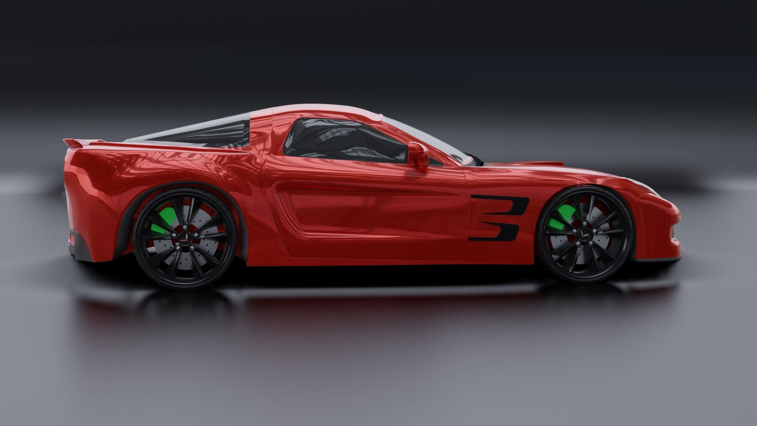 Corvette car 3d model Low-poly 3D model_5