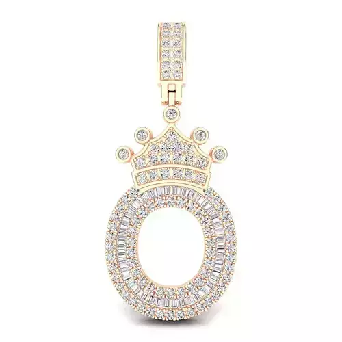 Crown Initial  O  Letter Pendant 3D print model